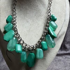 Emerald Green Faceted Bead Statement Necklace - Women's Jewelry